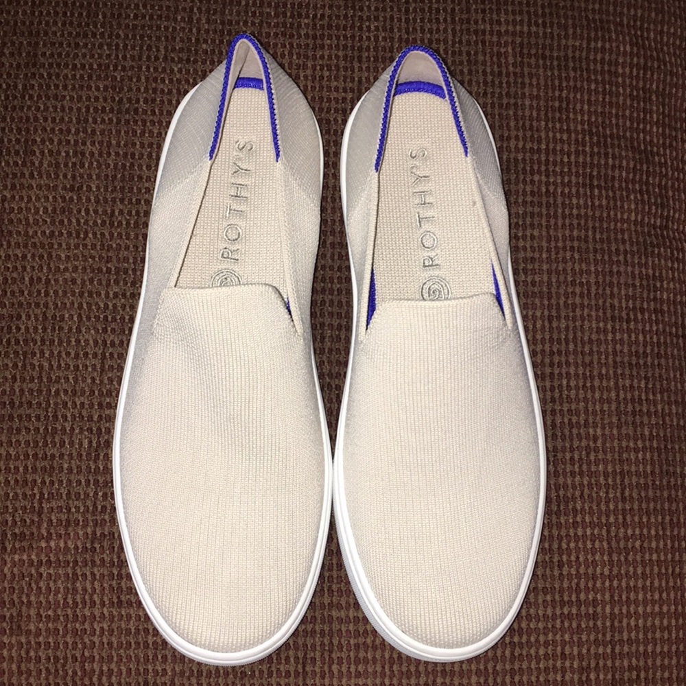 Rothy’s light tan slip on sneakers
